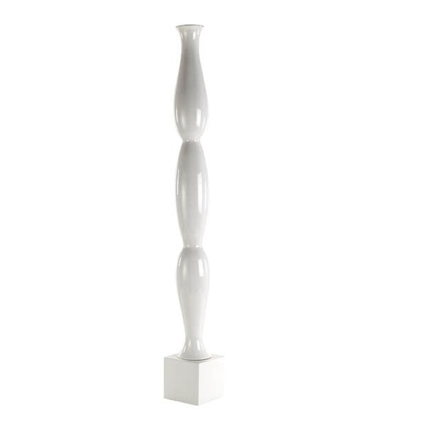 Vaso Legno Laccato Bianco H100 D12 Oakom