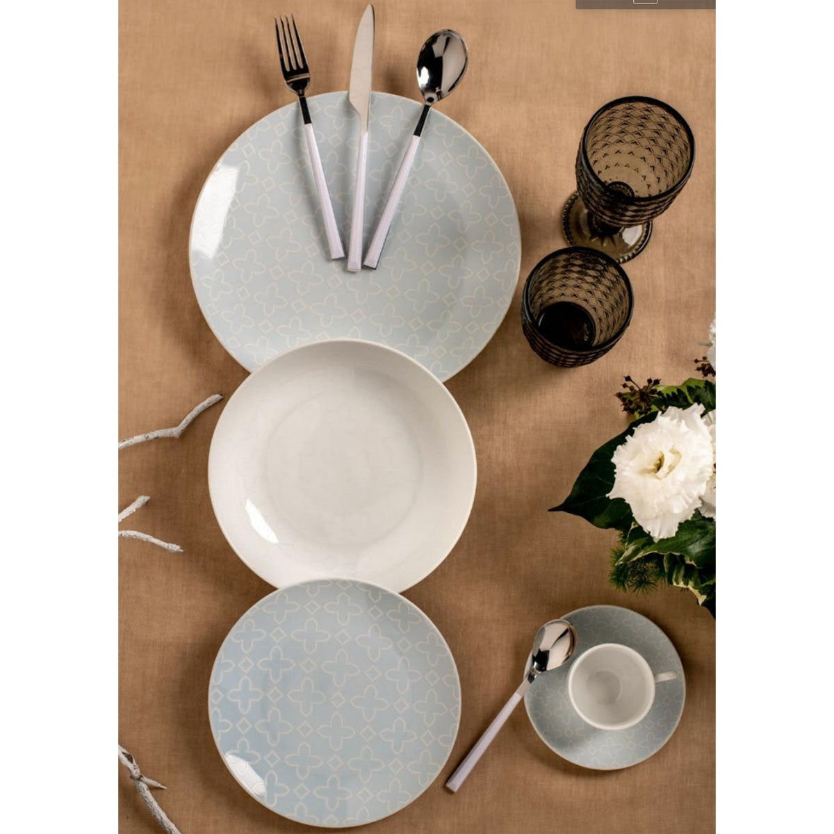 Set 6 Tz Caffè; Con Piattino Azzurra Porcellana Evviva Evviva