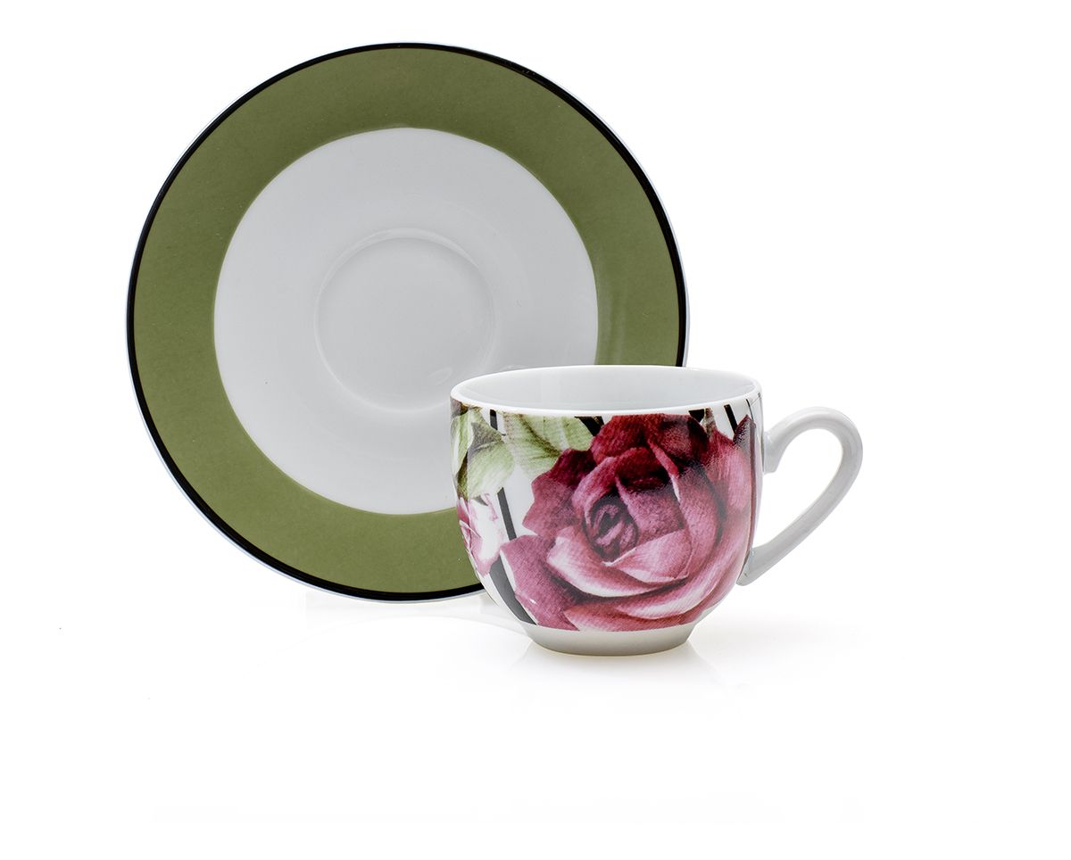 Set 6 Tazze Caffè  C/Piattino  Roseline Evviva Evviva