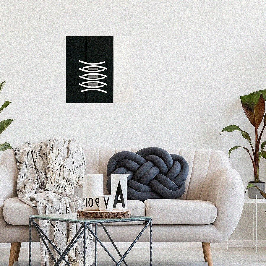 Quadro Nero C/Dec E Fascia Bianca 70X70 Top Art