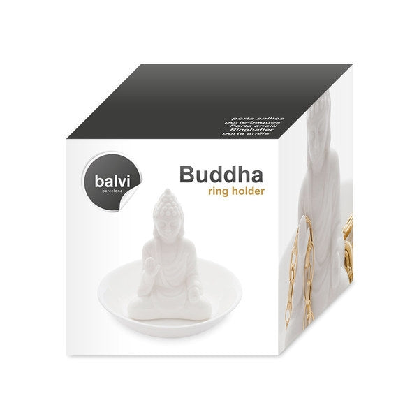 Porta Anelli Buddha Bianco Ceramica Balvi