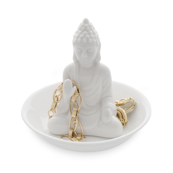 Porta Anelli Buddha Bianco Ceramica Balvi