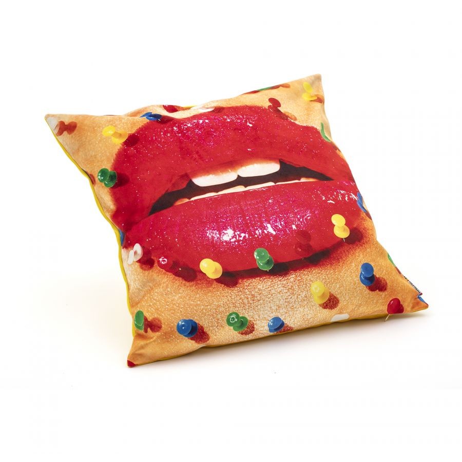 Cuscino Imbottit.Piuma Toiletpaper - Mouth with pins Seletti