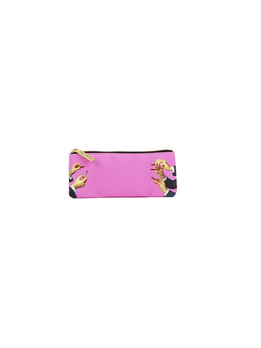 Astuccio In Pu Stampato Toiletpaper Cm. 21X9 - Lipsticks Pink Seletti