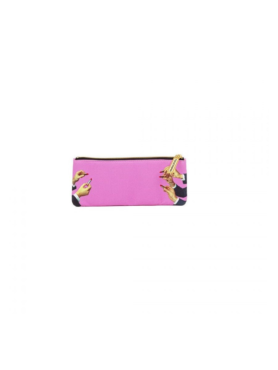 Astuccio In Pu Stampato Toiletpaper Cm. 21X9 - Lipsticks Pink Seletti