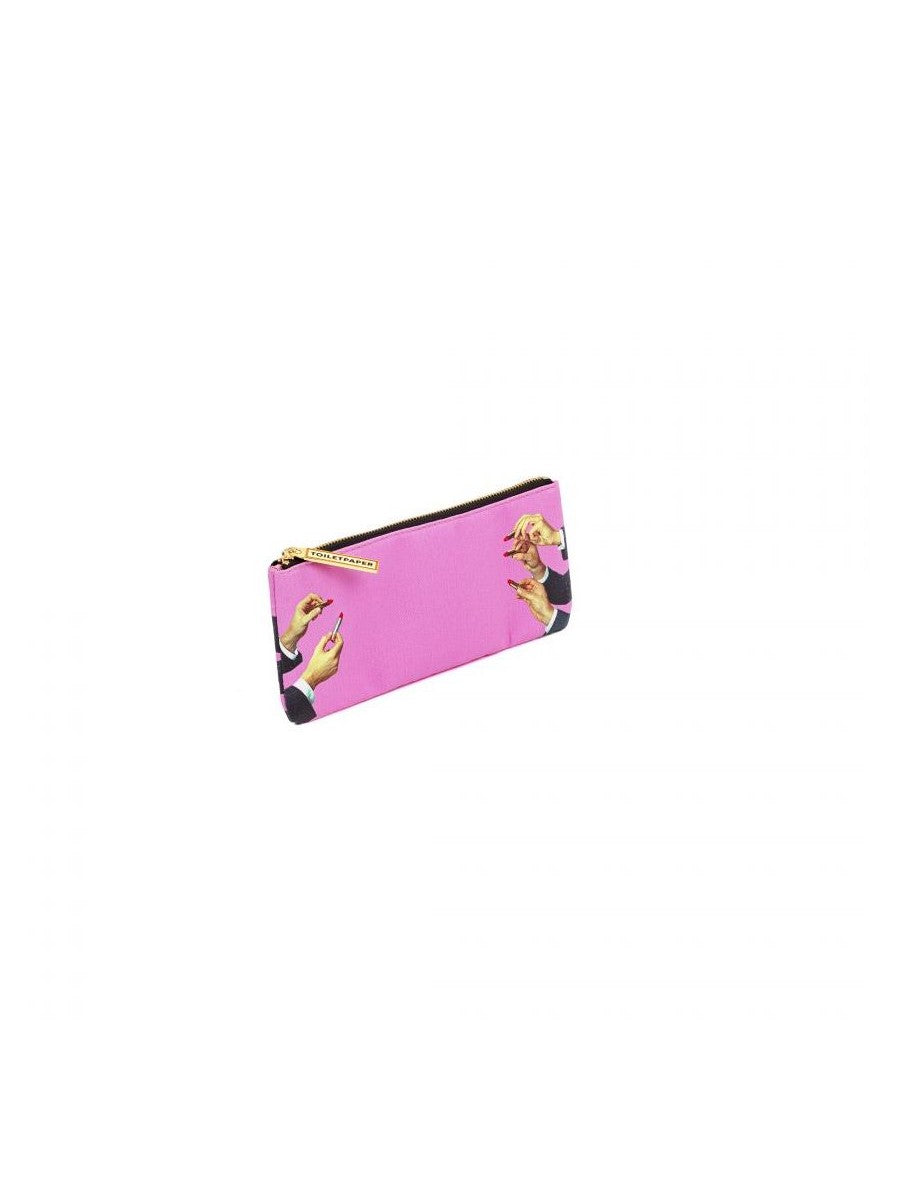 Astuccio In Pu Stampato Toiletpaper Cm. 21X9 - Lipsticks Pink Seletti