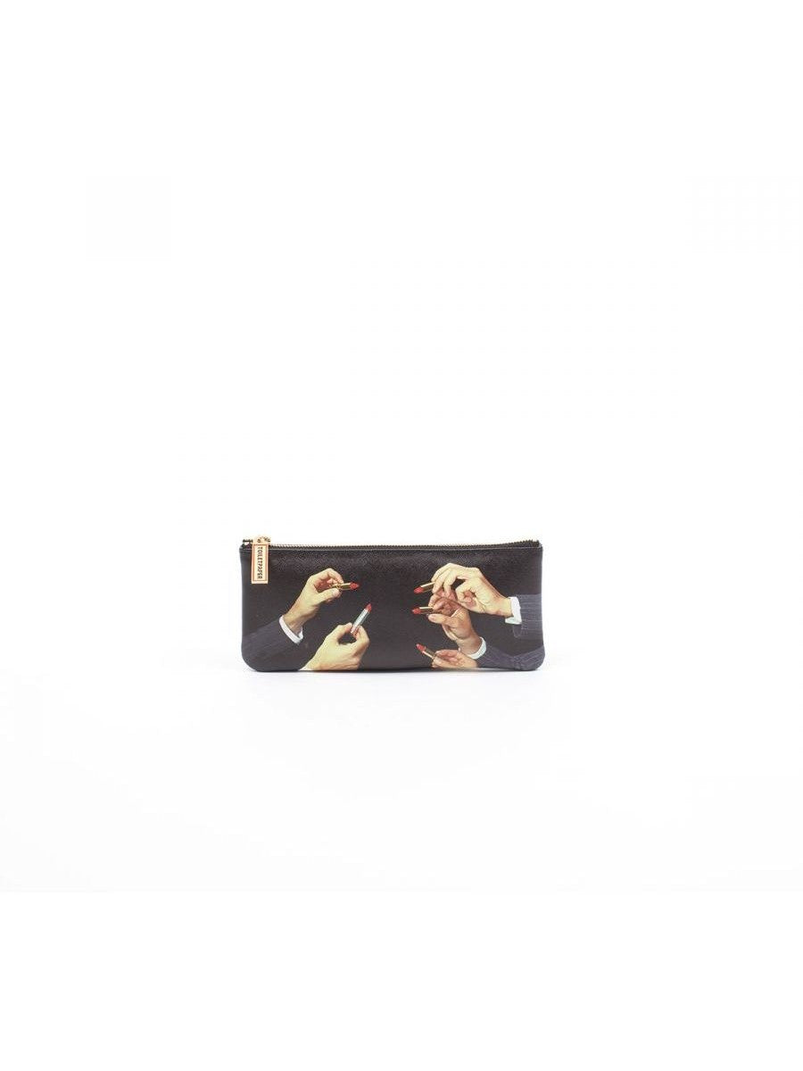 Astuccio In Pu Stampato Toiletpaper Cm. 21X9 - Lipsticks Black Seletti