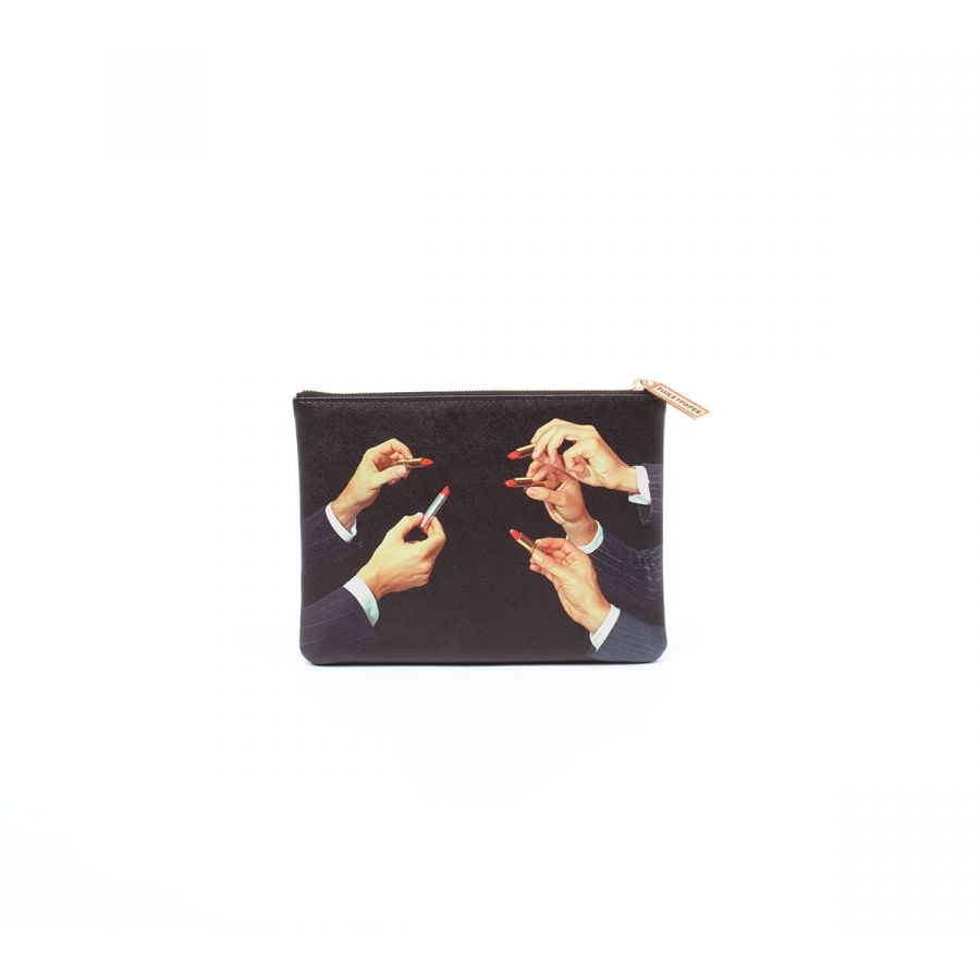 Busta Cosmesi In Pu Stampato Toiletpaper Cm. 21X15,5 - Lipsticks Black Seletti