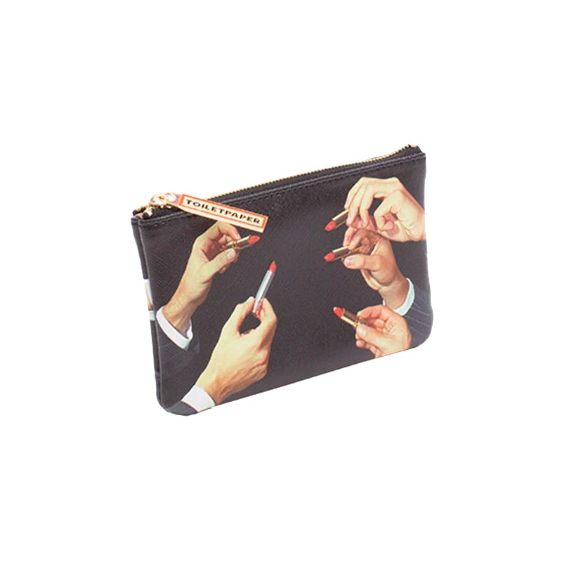 Busta Cosmesi In Pu Stampato Toiletpaper Cm. 21X15,5 - Lipsticks Black Seletti
