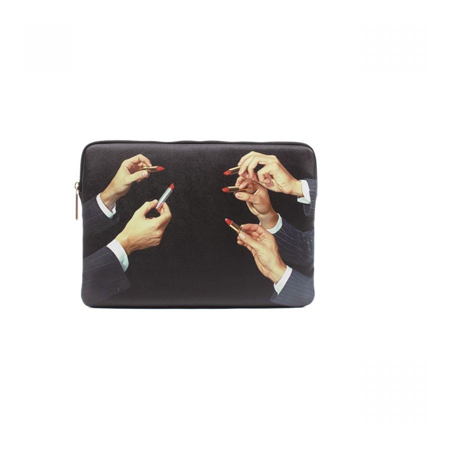 Custodia Laptop In Pu Stampato Toiletpaper -Lipsticks Black Seletti