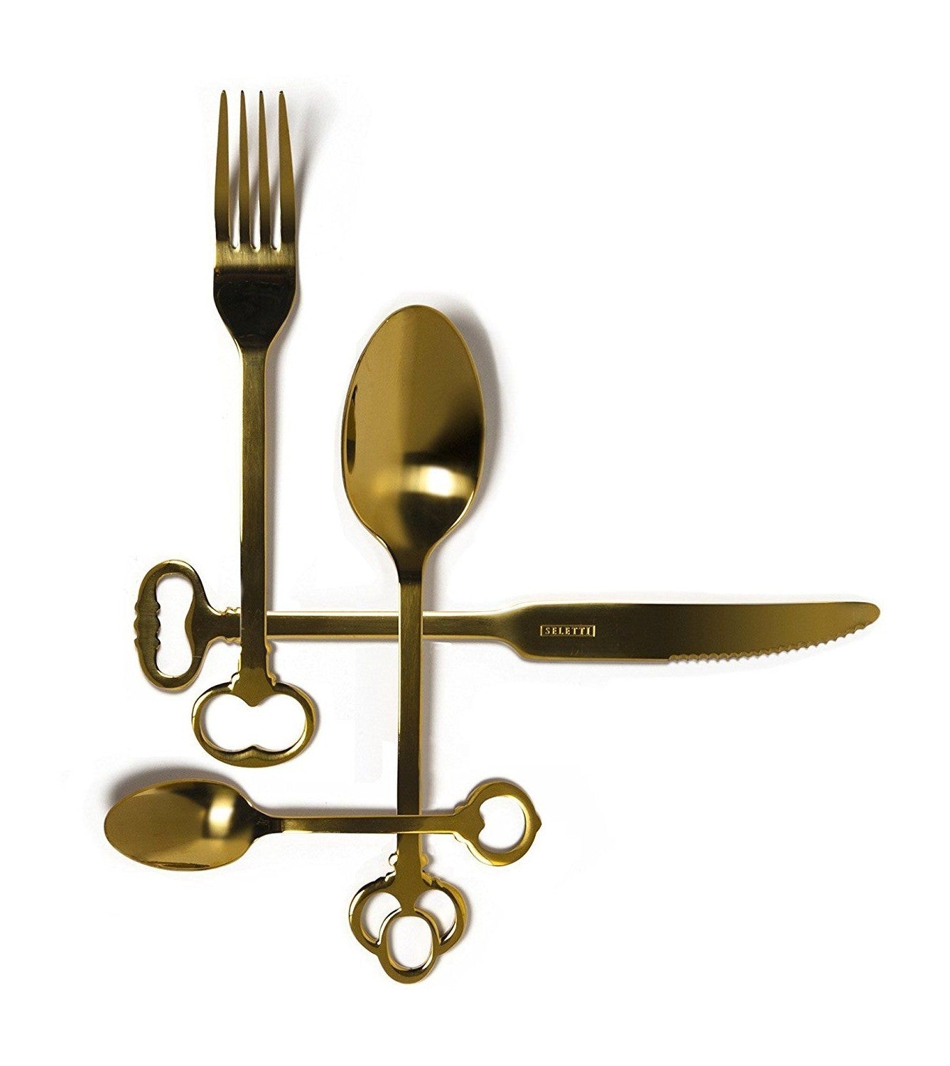 Set.24 Posate In Acciaio Inox 18/0 Gold-Keytlery , 6 Coperti Seletti