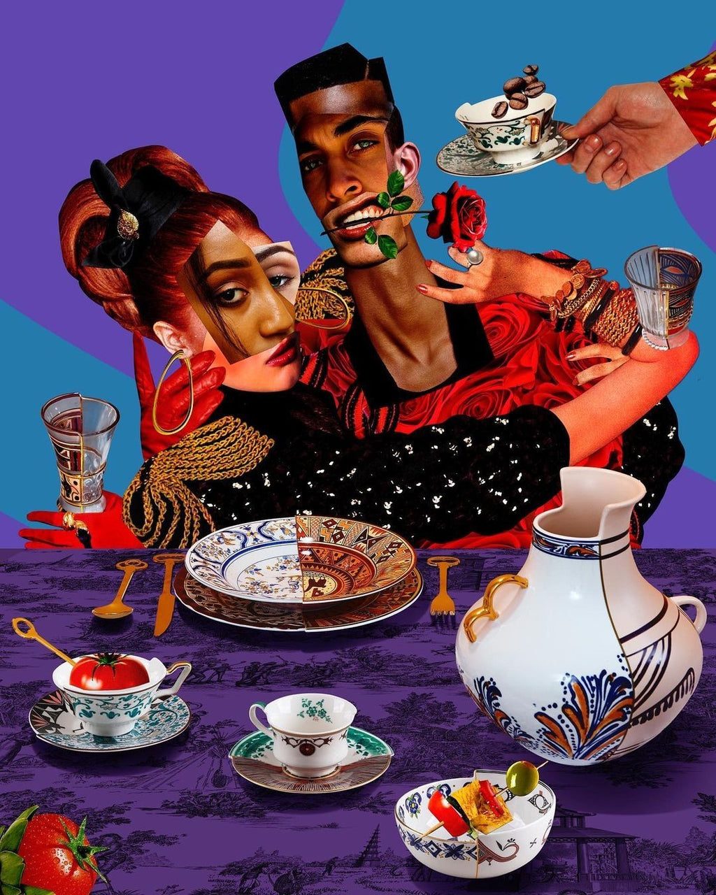 Piatto Piano In Porcellana Hybrid-Mitla Seletti