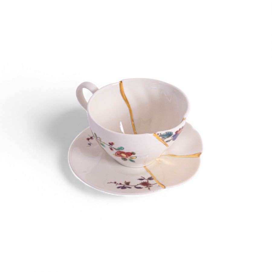 Set Da Te Con Tazza E Piattino In Porcellana E Oro Kintsugi #3 Seletti