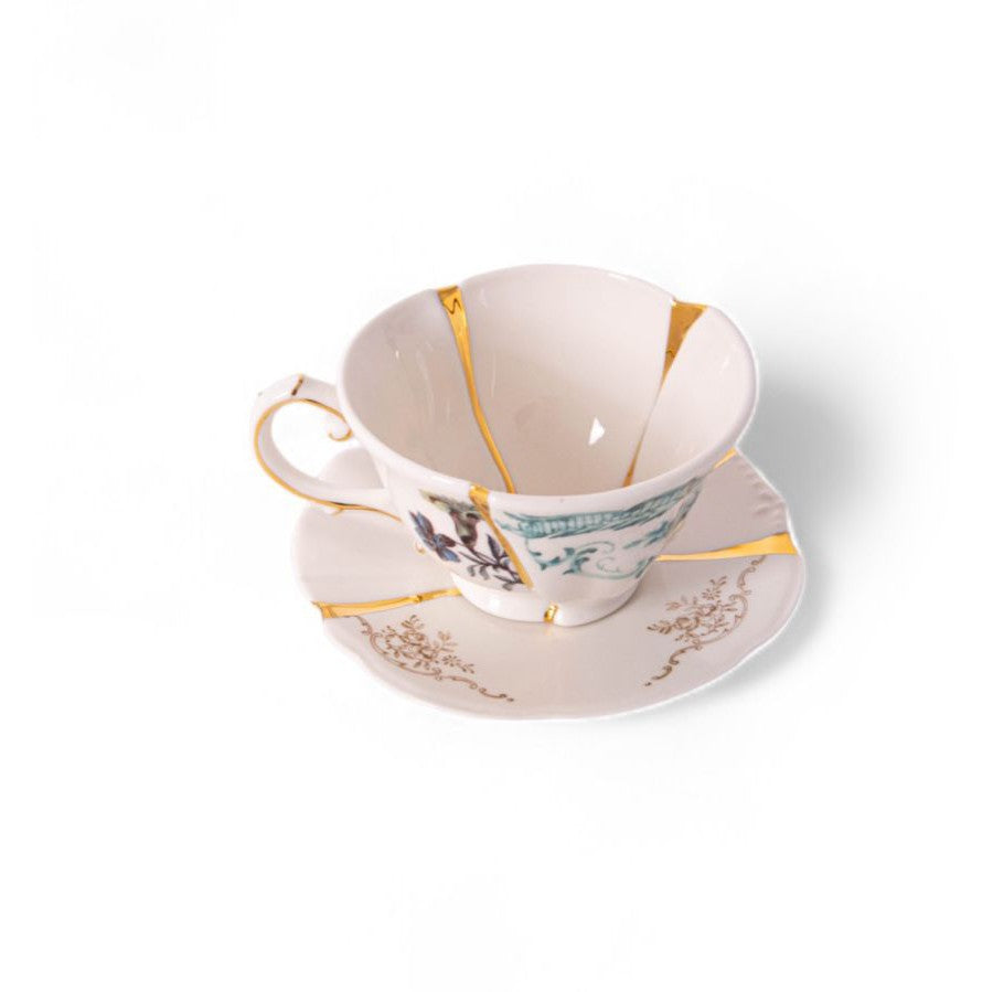 Set Da Te Con Tazza E Piattino In Porcellana E Oro Kintsugi #3 Seletti