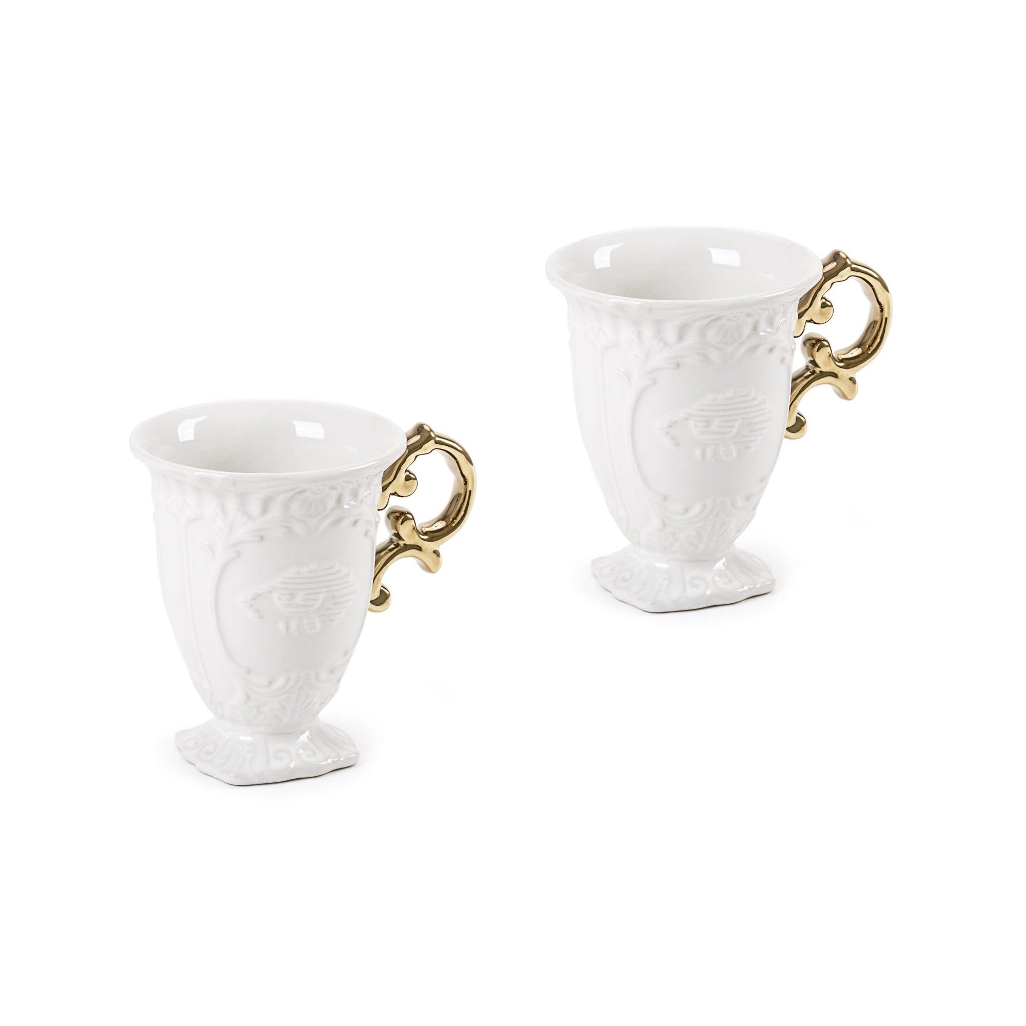 Set 2 Tazze In Porcellana I-Wares Manico Oro Seletti