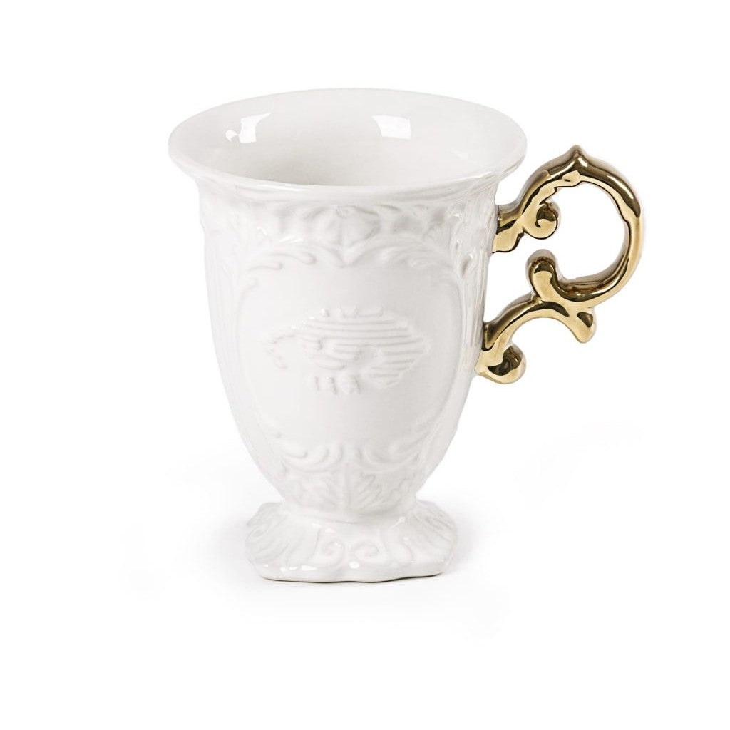 Set 2 Tazze In Porcellana I-Wares Manico Oro Seletti