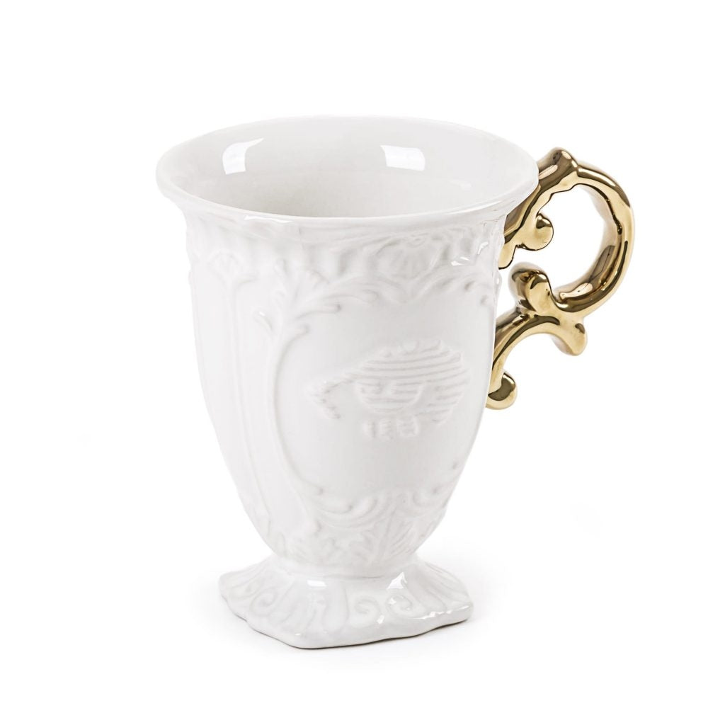 Set 2 Tazze In Porcellana I-Wares Manico Oro Seletti