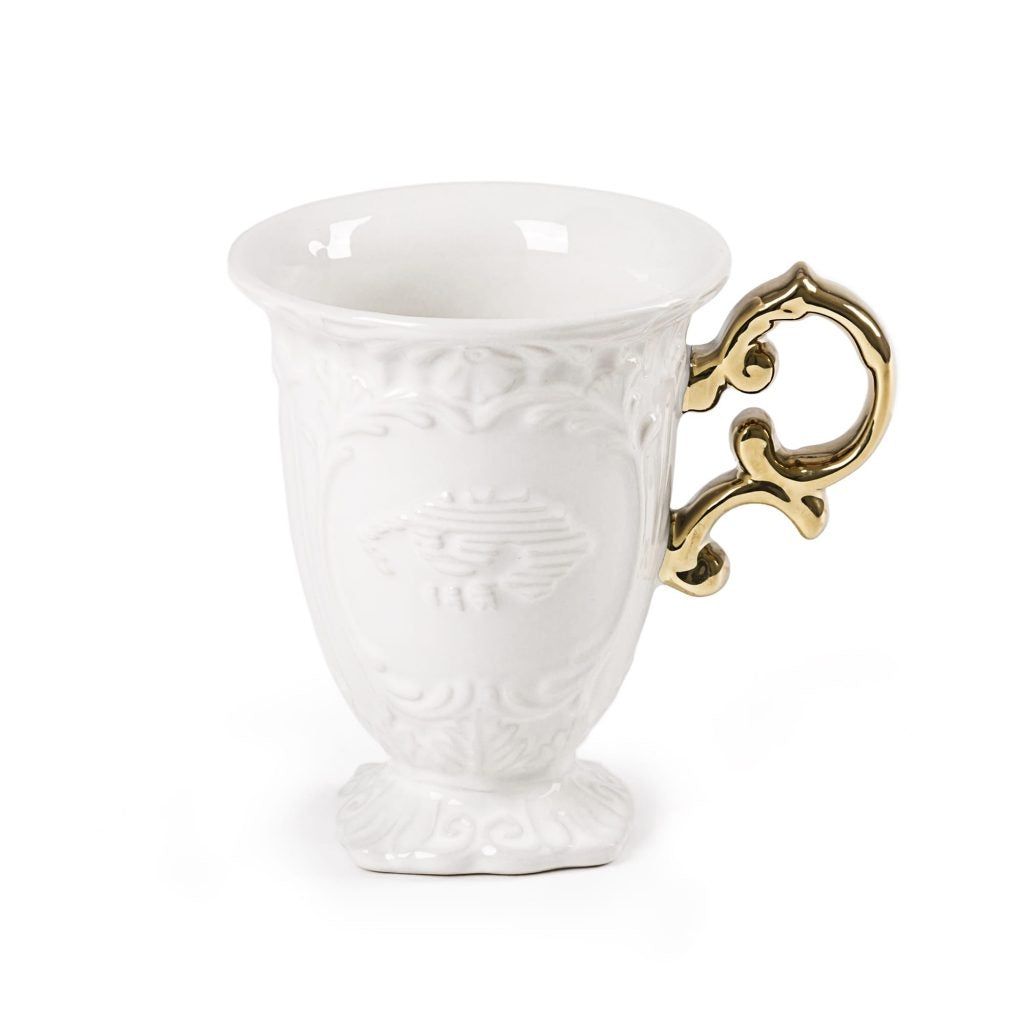 Set 2 Tazze In Porcellana I-Wares Manico Oro Seletti