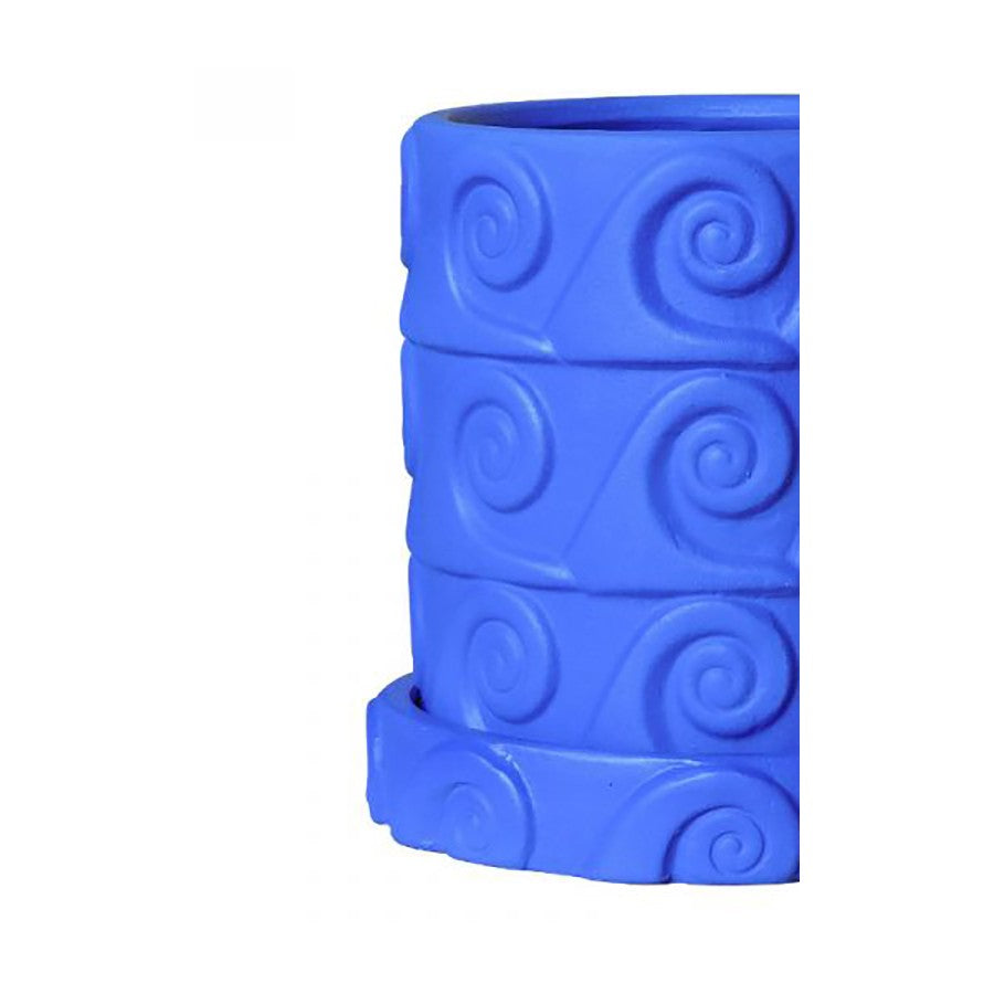 Vaso E Sottovaso In Terracotta Onda Ø Cm.23,5 H.23 - Blu Seletti