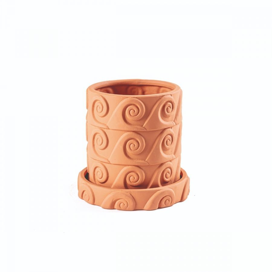 Vaso E Sottovaso In Terracotta Onda Seletti