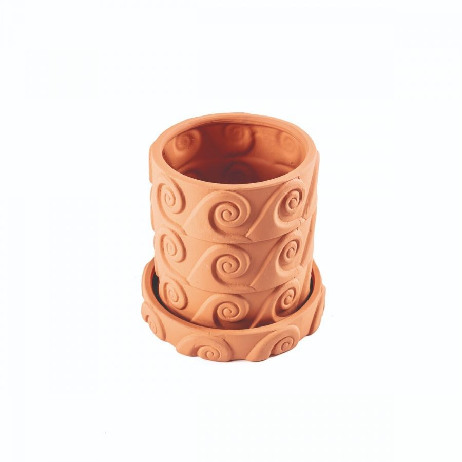Vaso E Sottovaso In Terracotta Onda Seletti