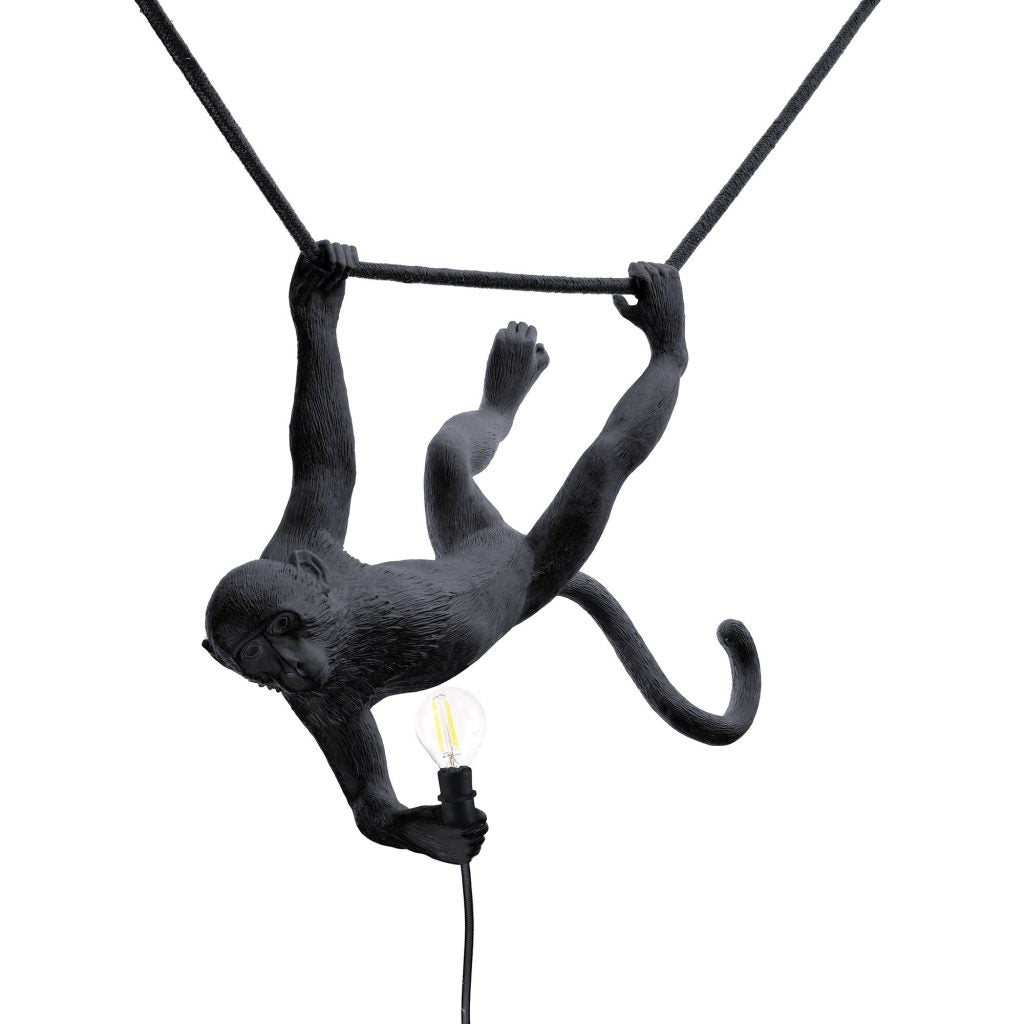 Lampada In Resina Monkey Lamp-Outdoor-Black Cm.59X40 H.44 - Swing Seletti