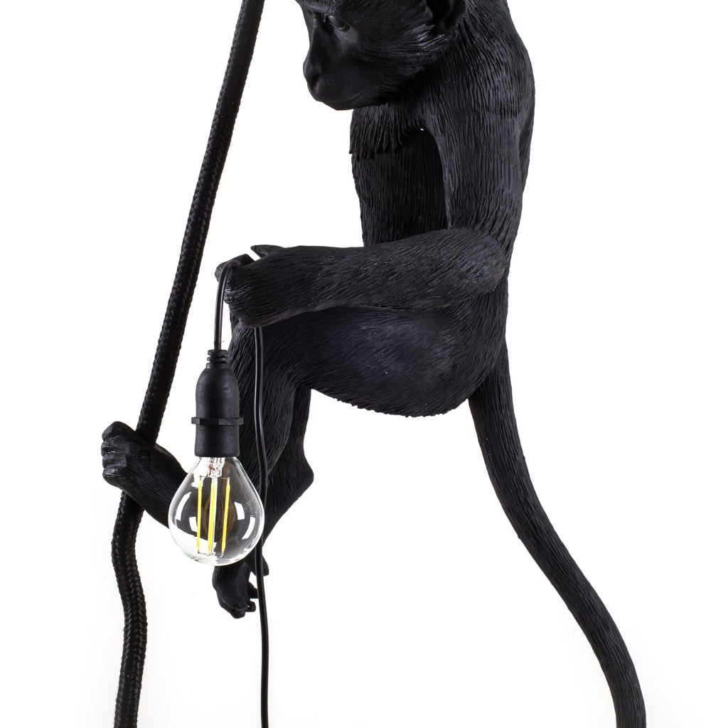 Lampada In Resina Monkey Lamp-Outdoor-Black Cm.37X25 H.76,5-Con Corda Seletti