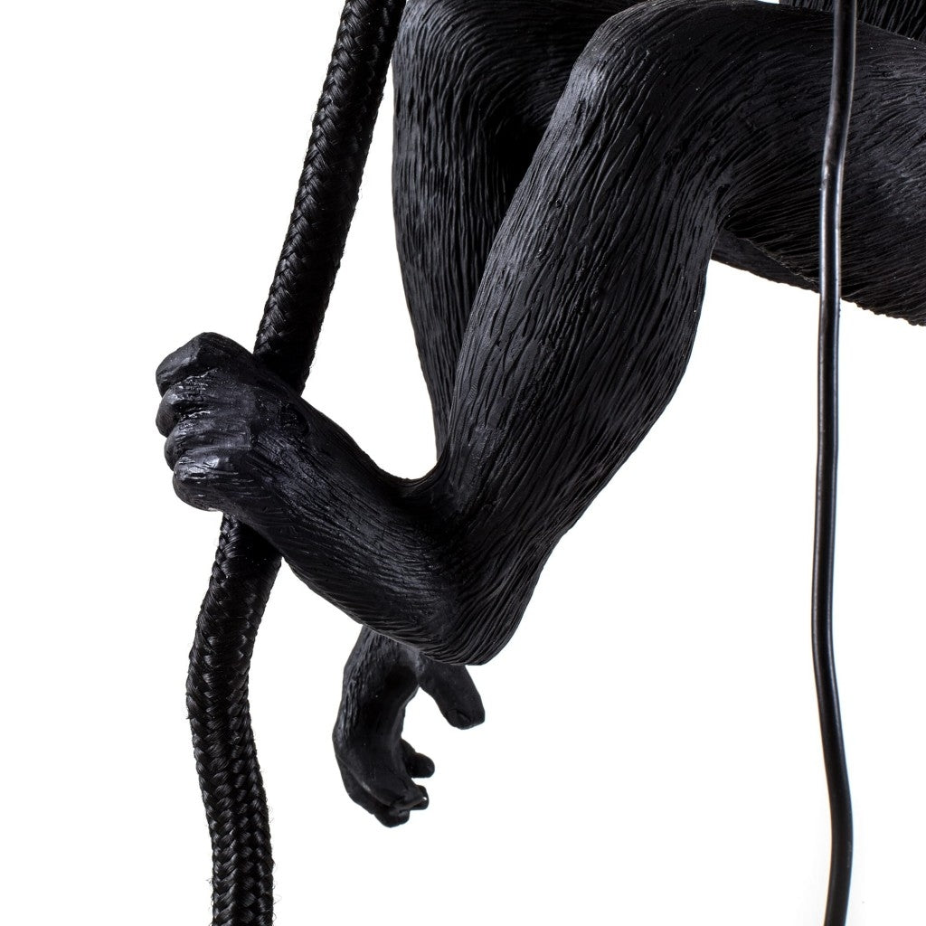 Lampada In Resina Monkey Lamp-Outdoor-Black Cm.37X25 H.76,5-Con Corda Seletti