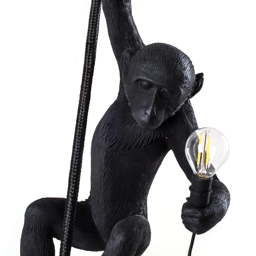 Lampada In Resina Monkey Lamp-Outdoor-Black Cm.37X25 H.76,5-Con Corda Seletti