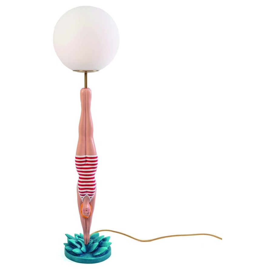 Lampada Da Tavolo In Resina Lady Diver - Rosso Seletti