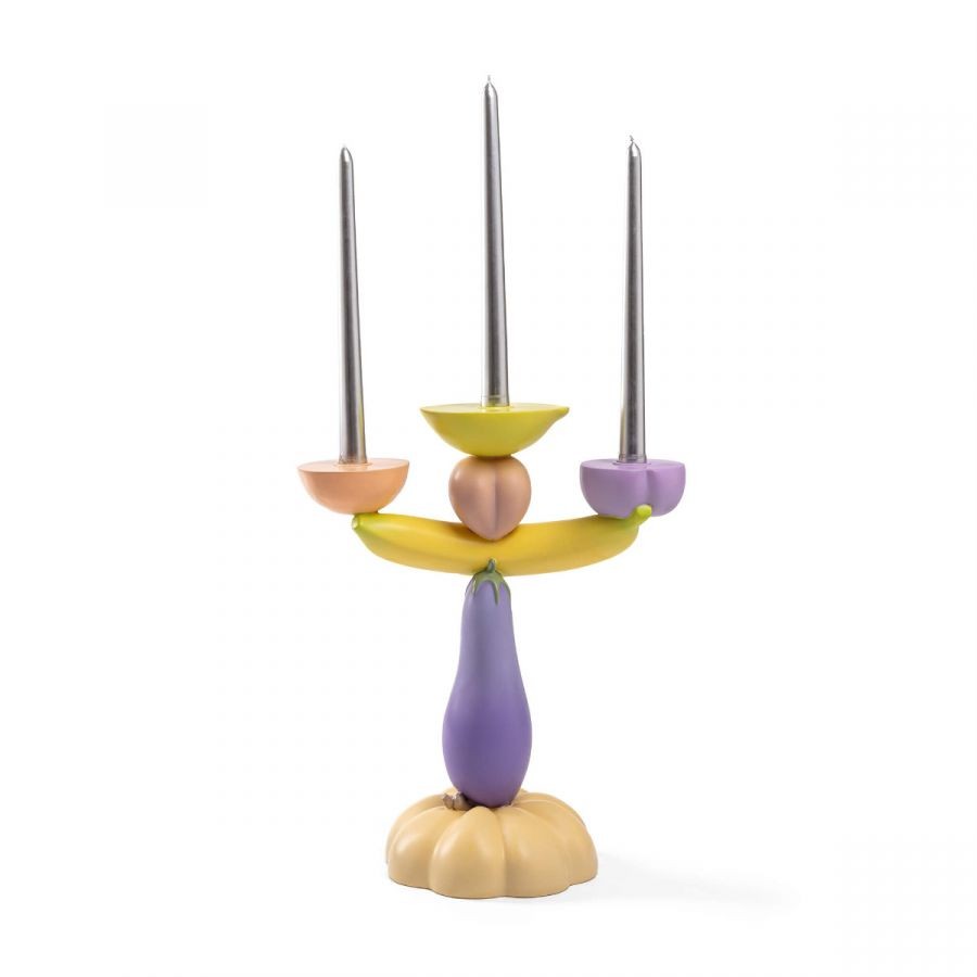 Candelabro Grande In Resina Vitamin Cm.29,5X17 H.35,5 - Aubergine Seletti
