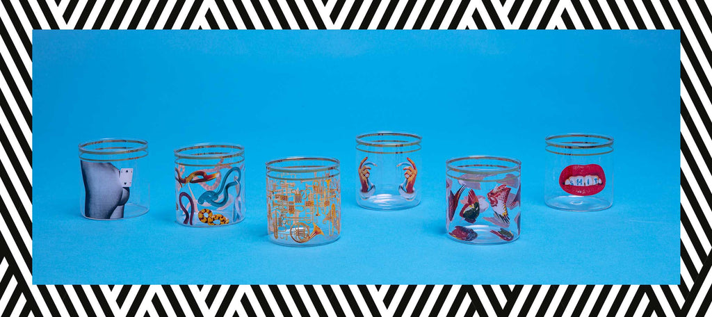Bicchiere In Vetro Toiletpaper Loves Seletti Ø Cm.8 H.8,-Two Of Spades Seletti