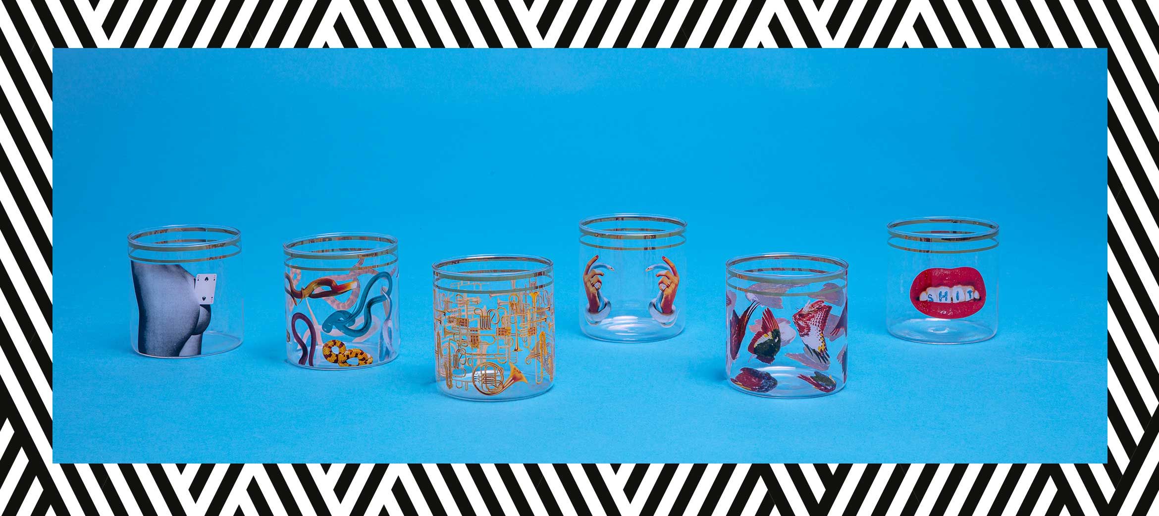 Bicchiere In Vetro Toiletpaper Loves Seletti Ø Cm.8 H.8,-Two Of Spades Seletti