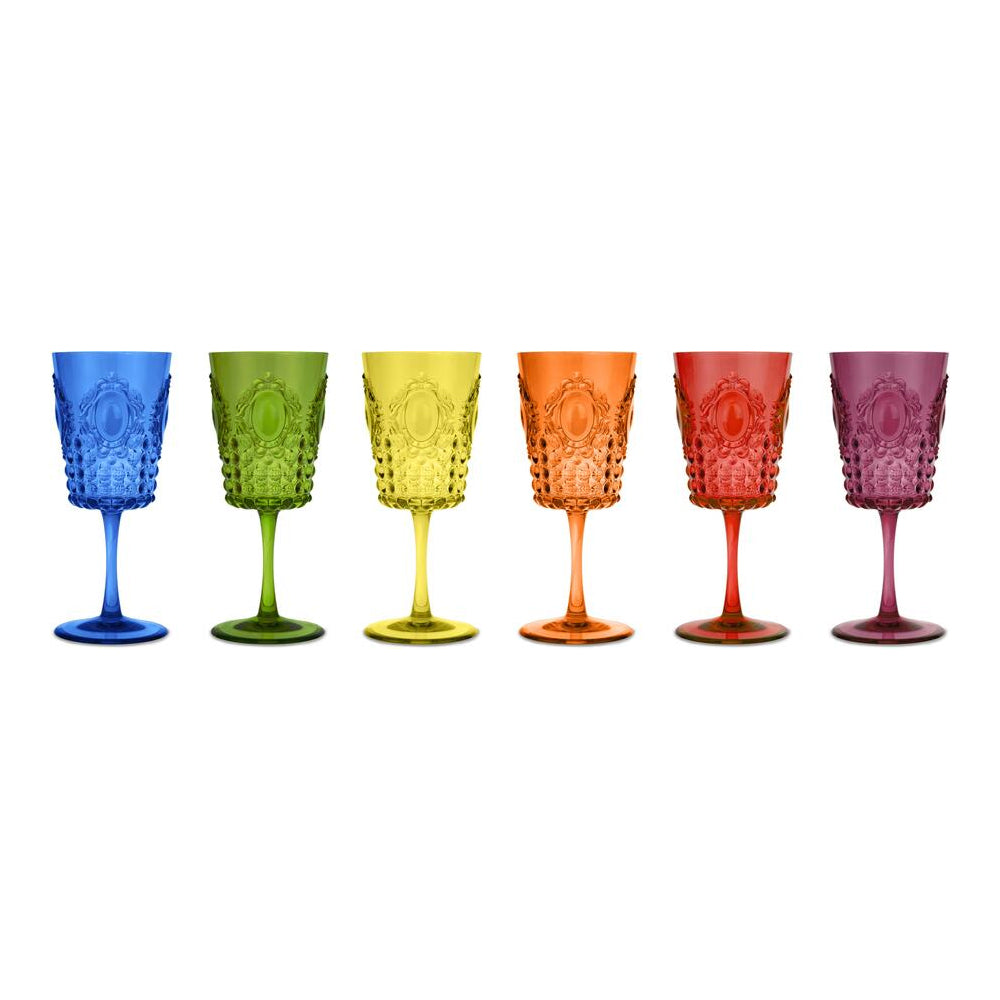Set 6 Bicchieri Vino Colori Assortiti Baci Milano