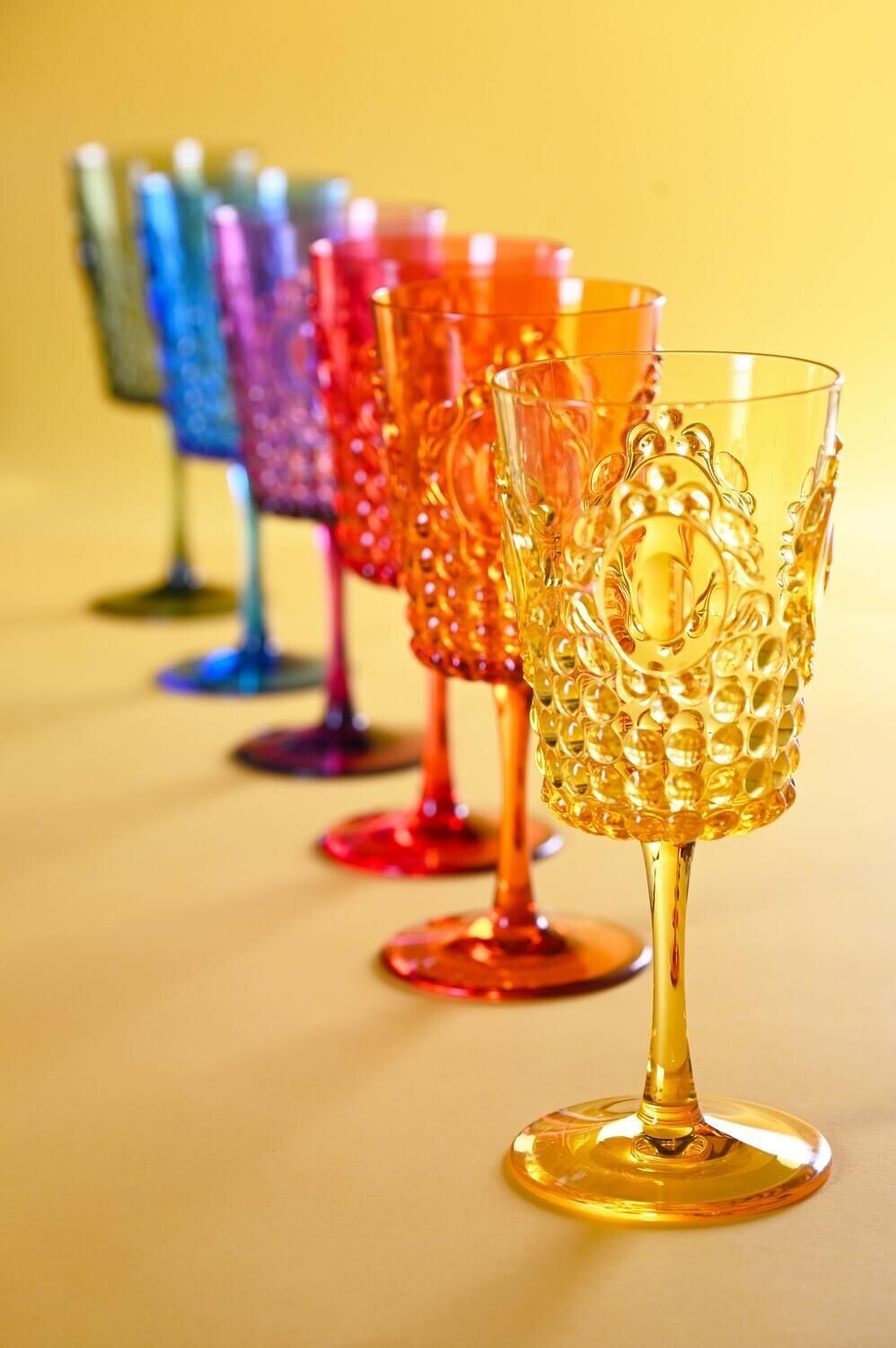 Set 6 Bicchieri Vino Colori Assortiti Baci Milano