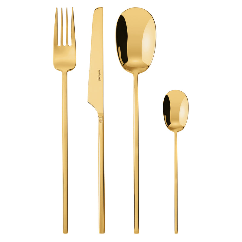 Servizio Tavola 24 Posate Mirror Gold Sambonet