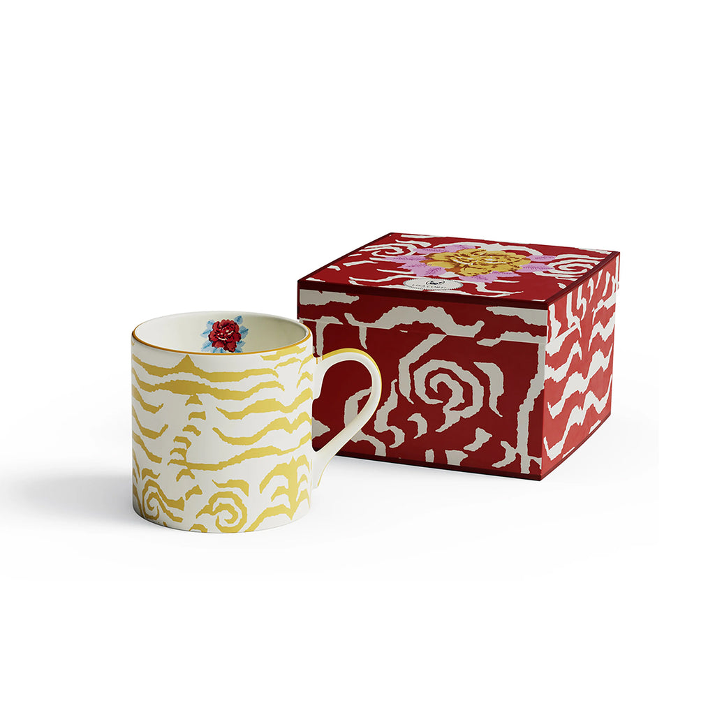 Mug Porcelain Indian Tiger Gold Unica Lisa Corti