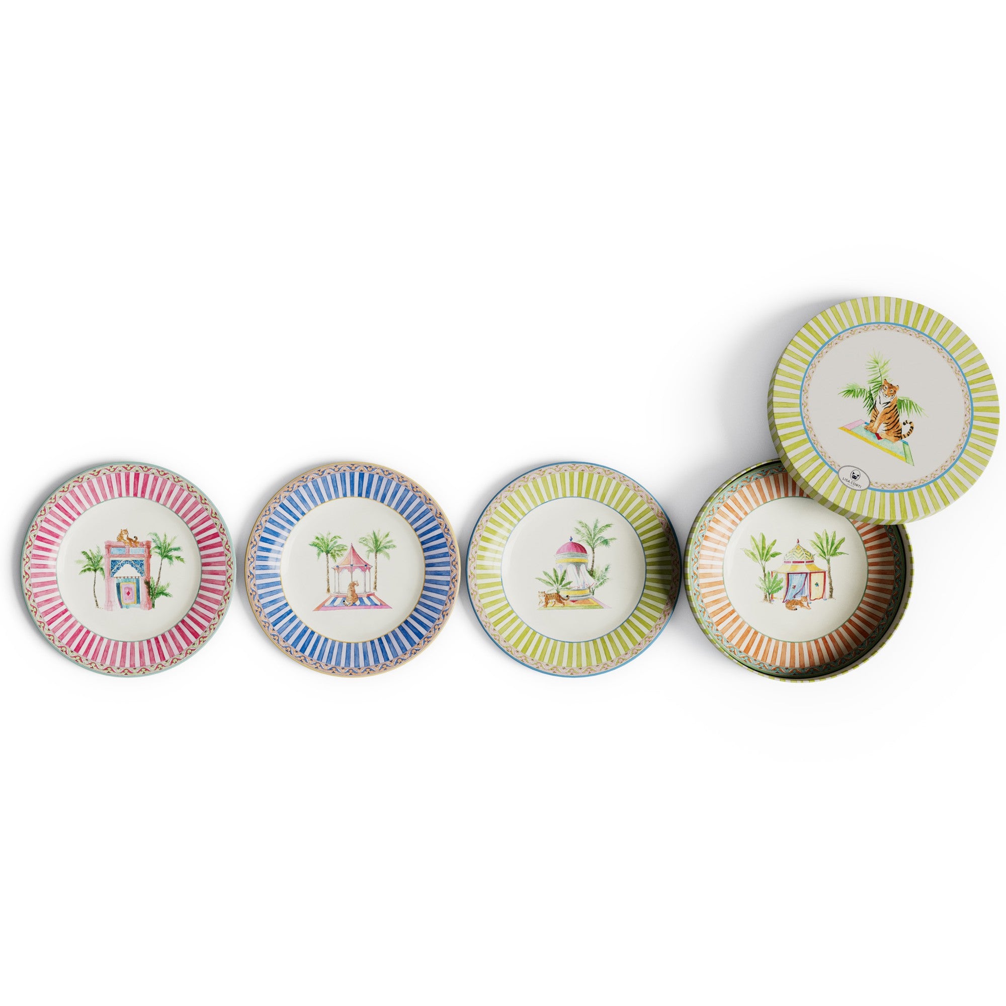 set di 4 piatti da dessert Sariska Assorted Lisa Corti