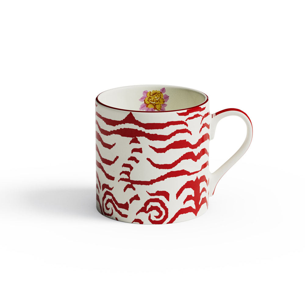 Mug Porcelain Indian Tiger Red Unica Lisa Corti