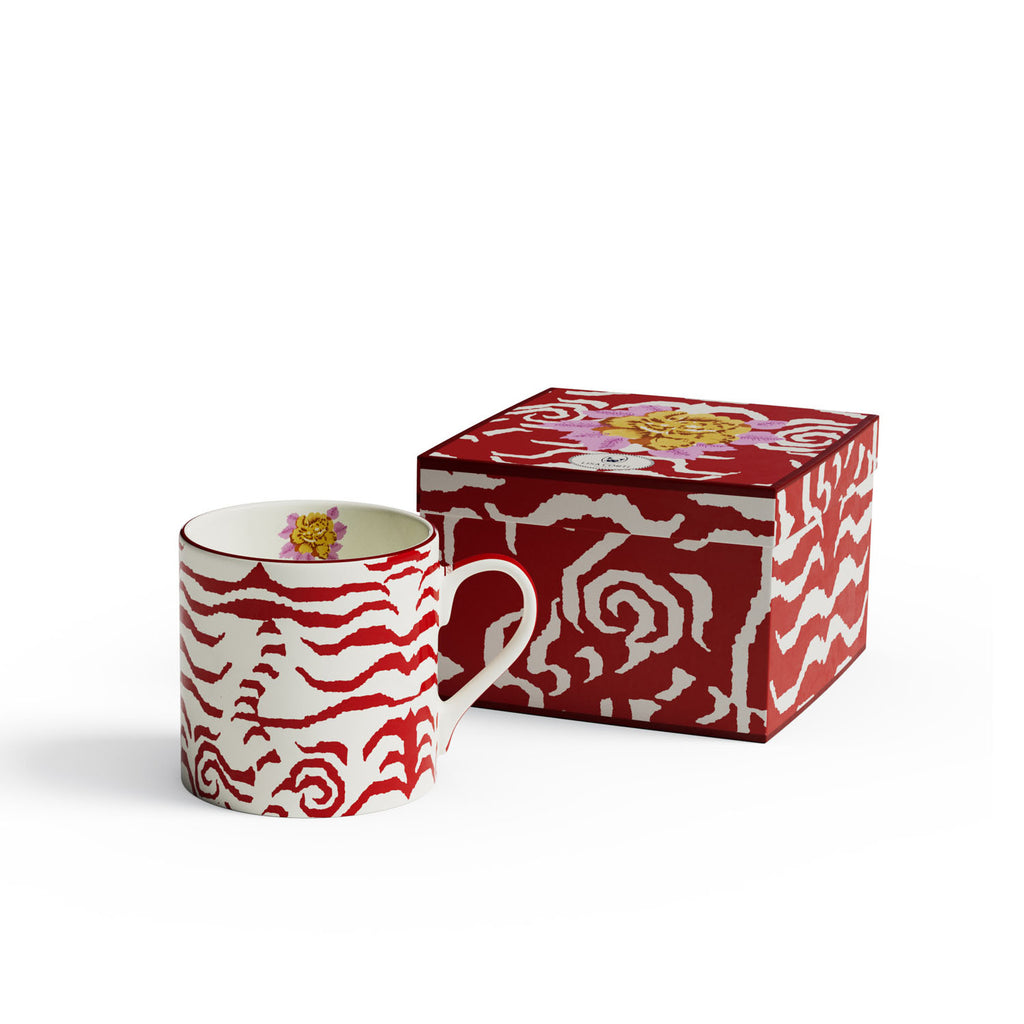 Mug Porcelain Indian Tiger Red Unica Lisa Corti
