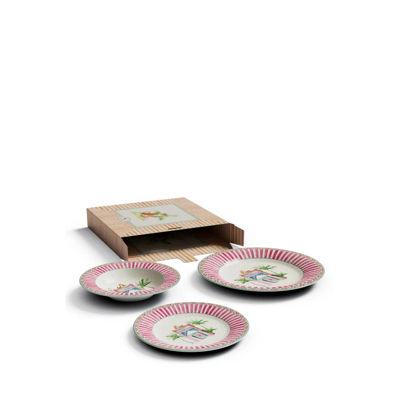 Table Set Plate 3X Porcelain Sariska Pink Unica Lisa Corti