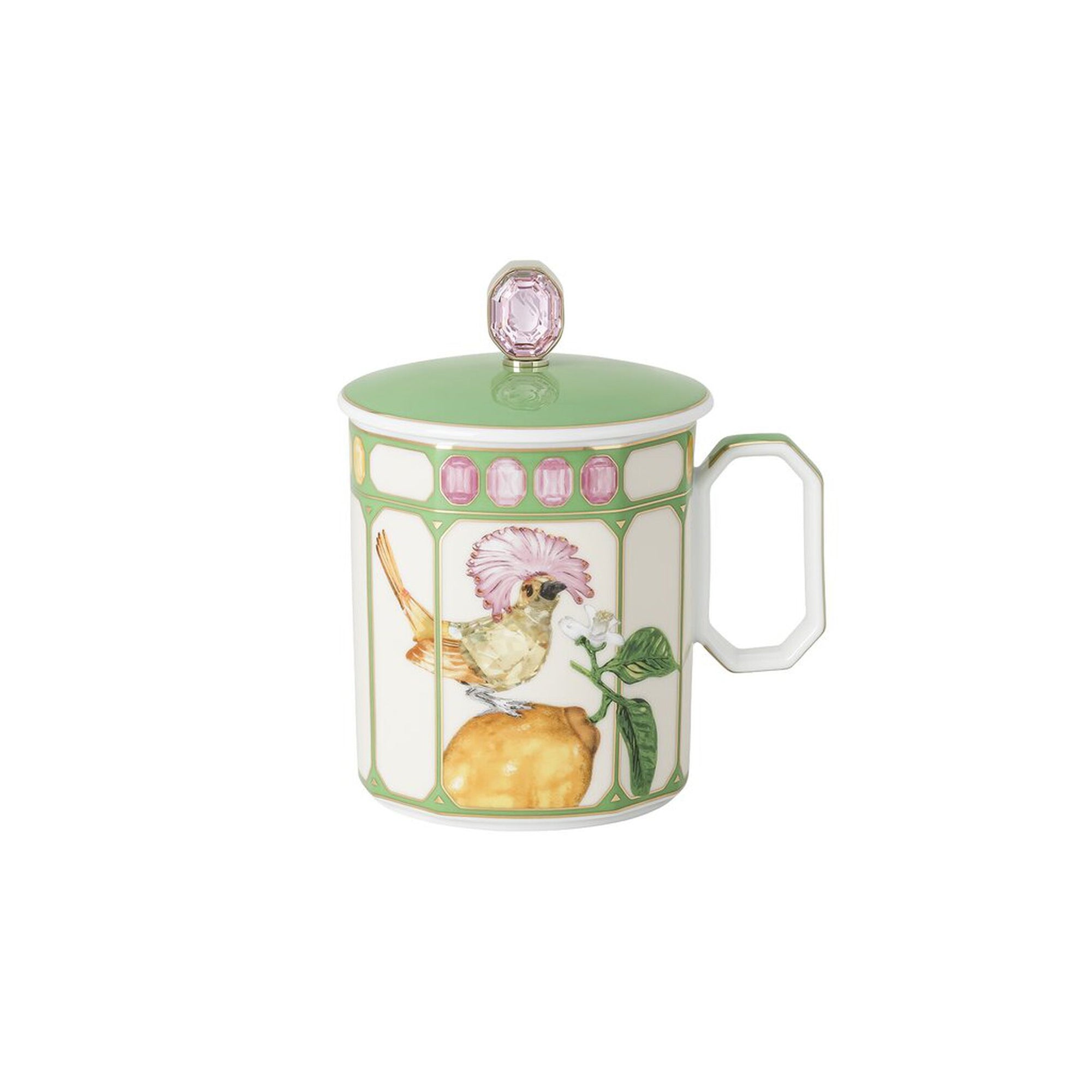 Bicchiere con coperchio Idyllia Flycatcher Green Swarovski