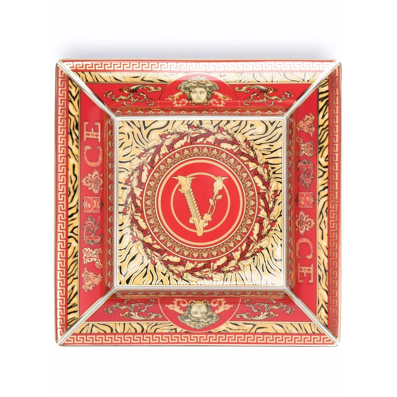 Virtus Holiday square plate 18 cm Versace