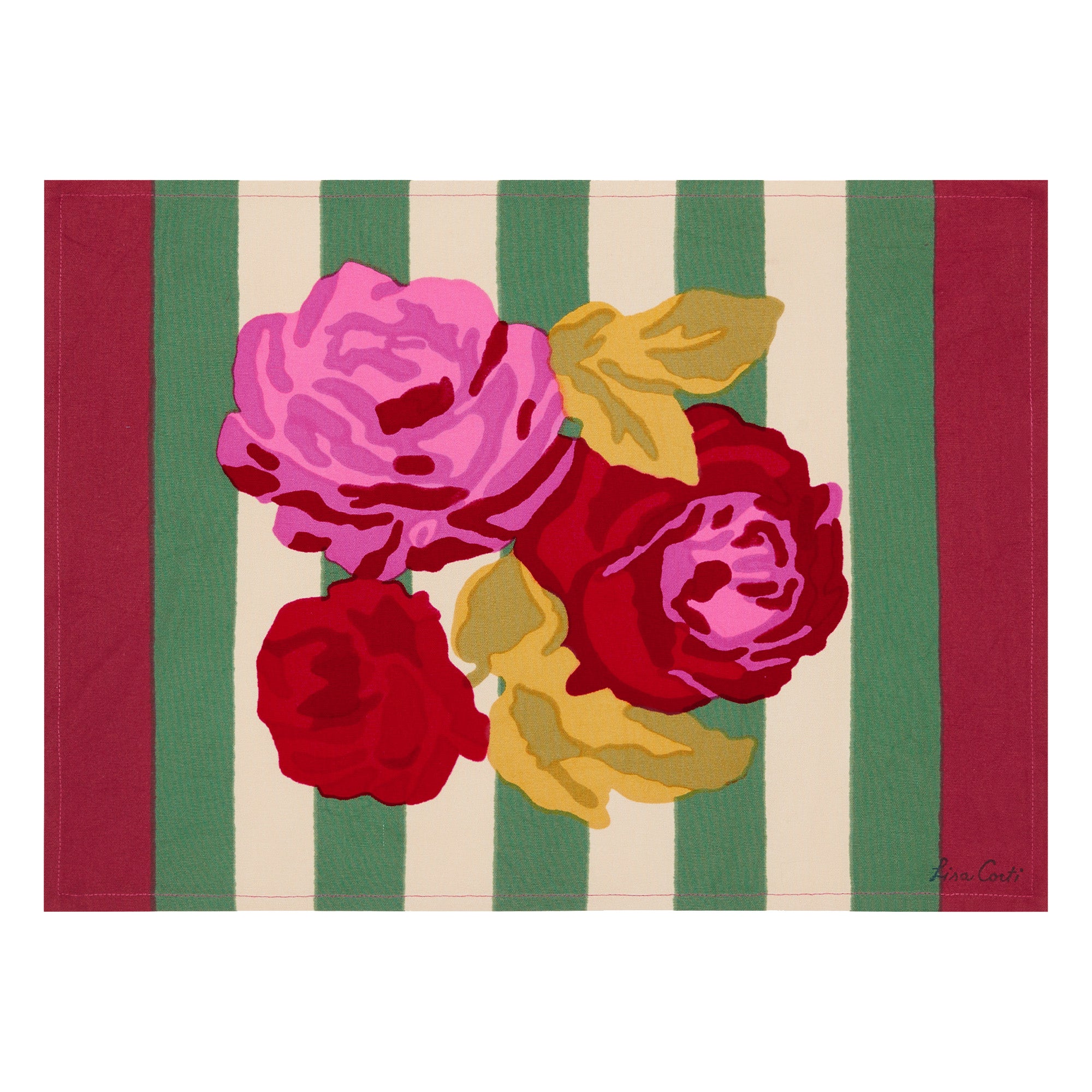 Set 2 tovagliette Nizam Stripes Green Natural Lisa Corti