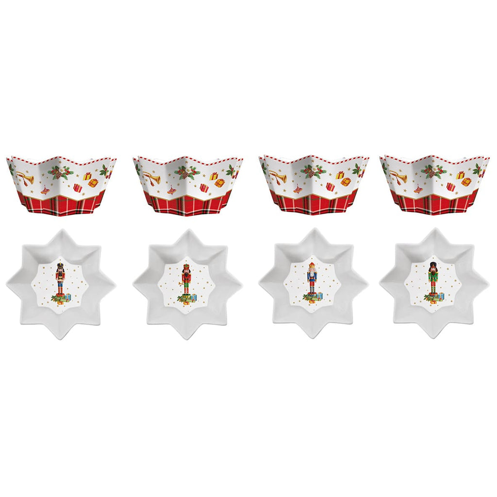 Set 4 Ciotole  11 Cm In Porcellana Vintage Nutcracker Easy Life