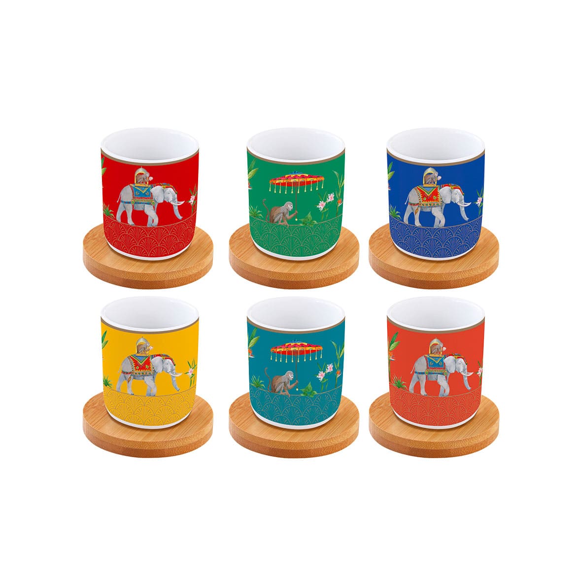 Set 6 Tazzine Con Piattini In Bamboo In Gift Box Marajah Easy Life