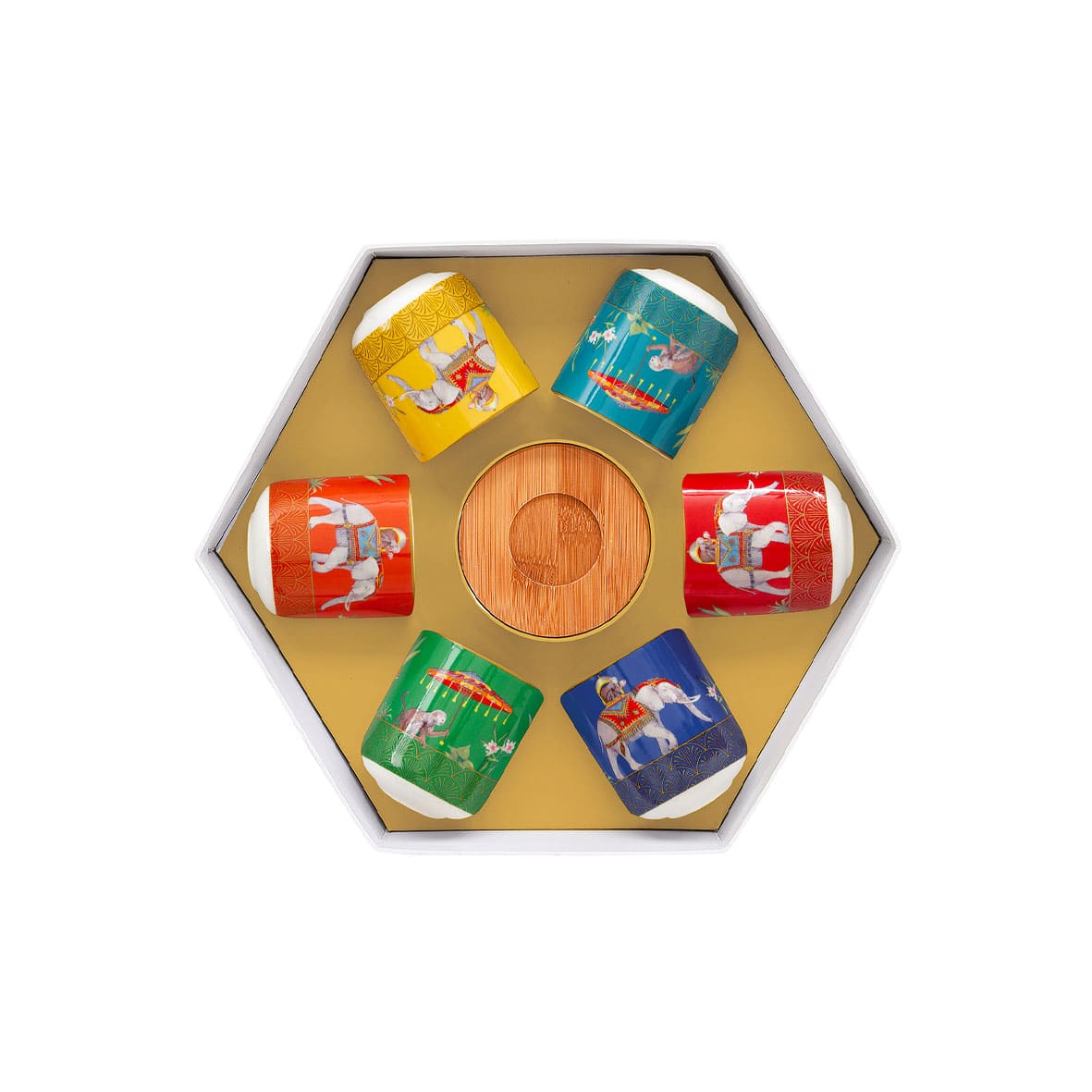 Set 6 Tazzine Con Piattini In Bamboo In Gift Box Marajah Easy Life