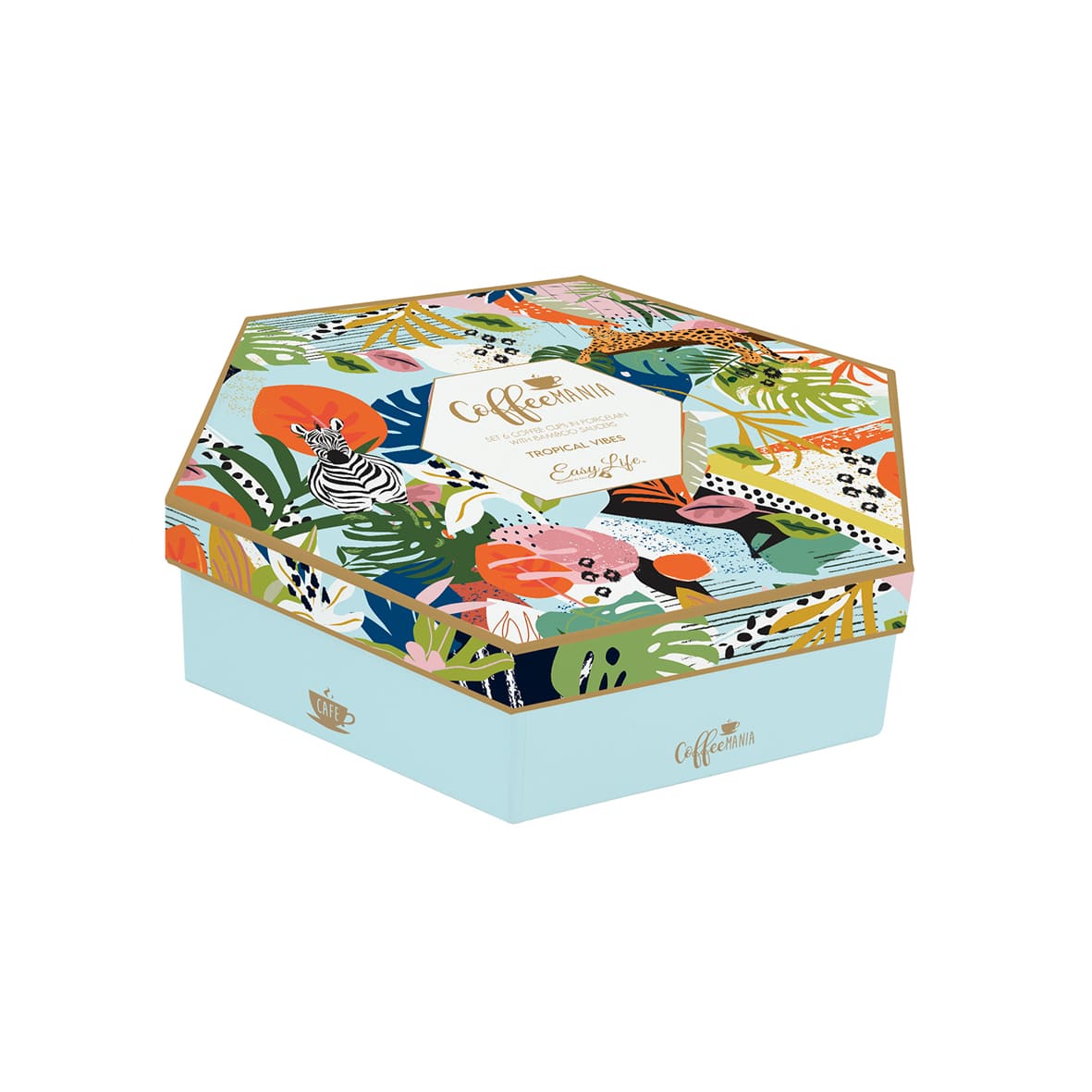 Set 6 Tazzine ConPiattini In Bamboo In Gift Box Tropical Vibes Easy Life