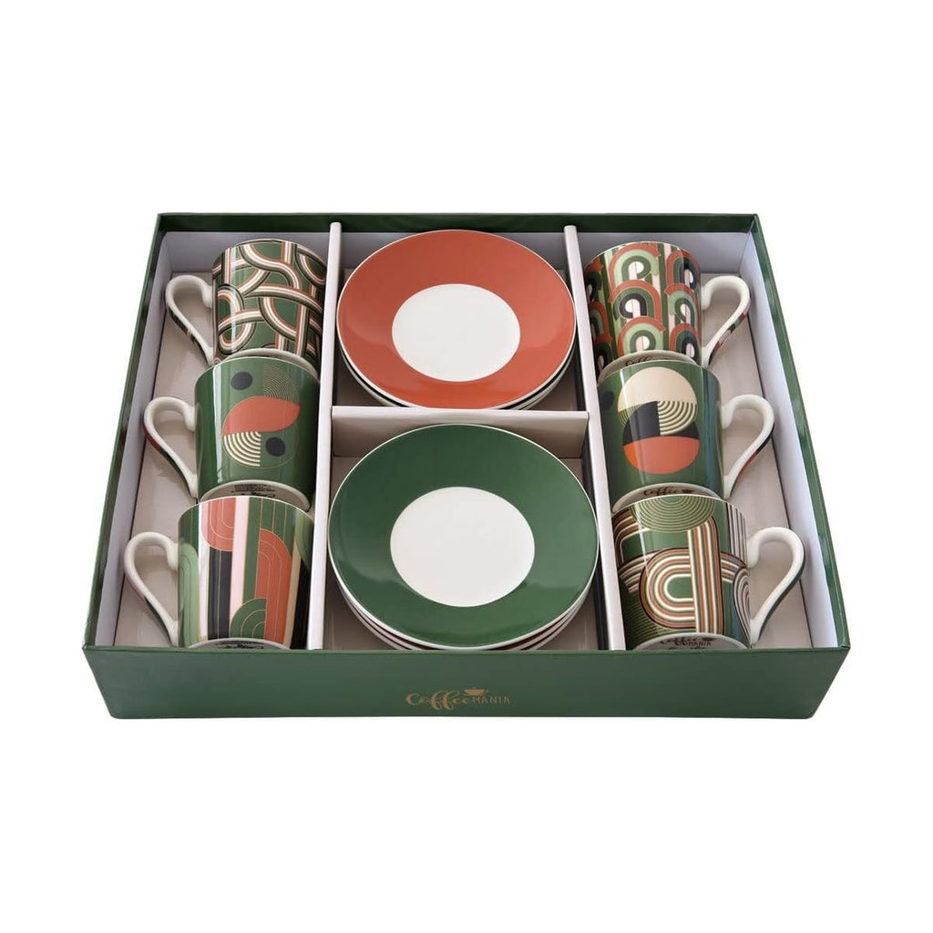 Set 6 Tazzine Con Piattini In Gift Box Geometrical Loop Easy Life