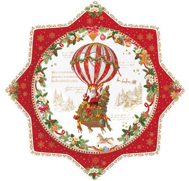 Piatto Torta Con Paletta  32 Cm In Porcellana Christmas Memories Easy Life